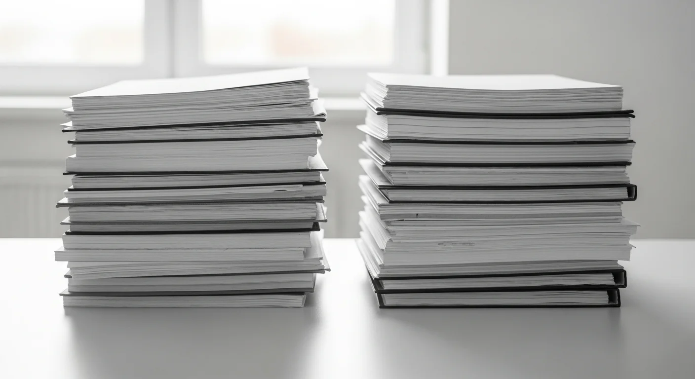 Zwei Dokumentenstapel auf einem Schreibtisch – Konfliktanalyse im deutschen Familienrecht